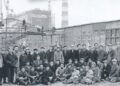 Бригада монтажников на установке 1-го энергоблока Кучурганской ГРЭС, 1964 год.